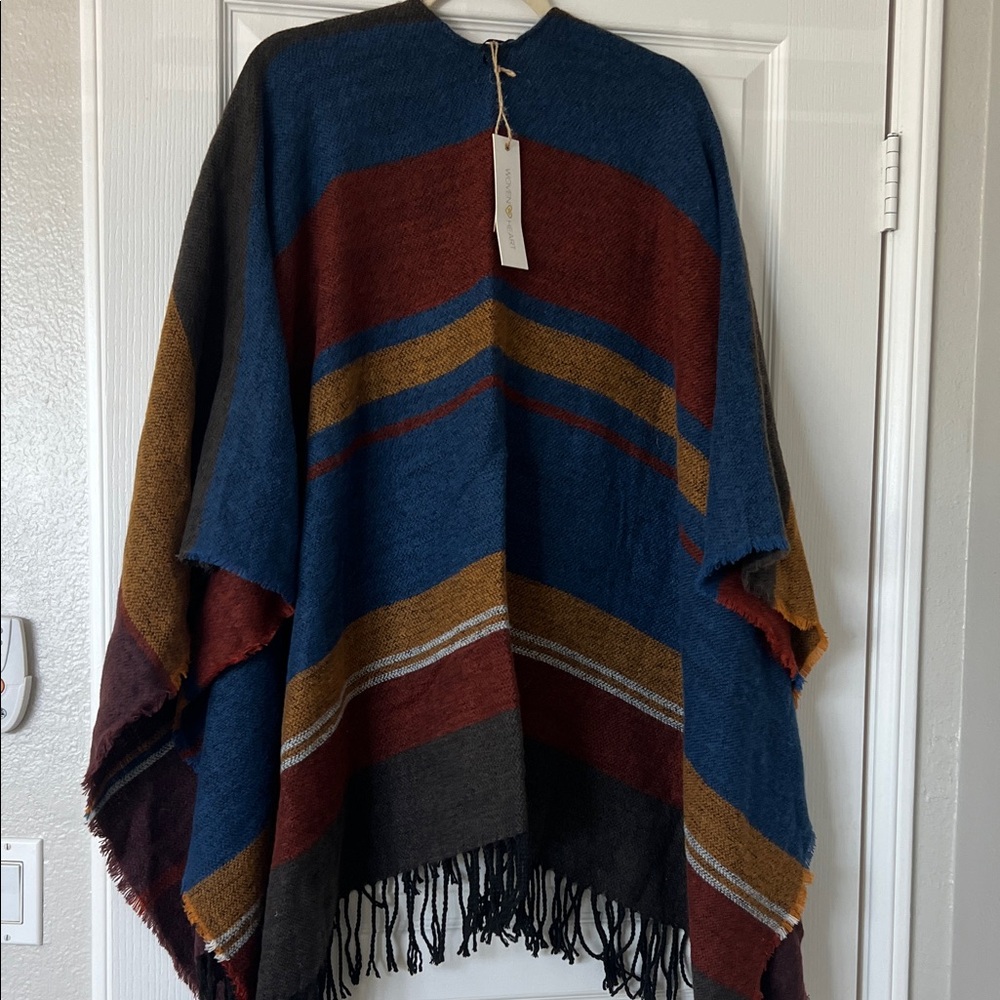 Woven Heart reversible Multicolor Cape new with tags